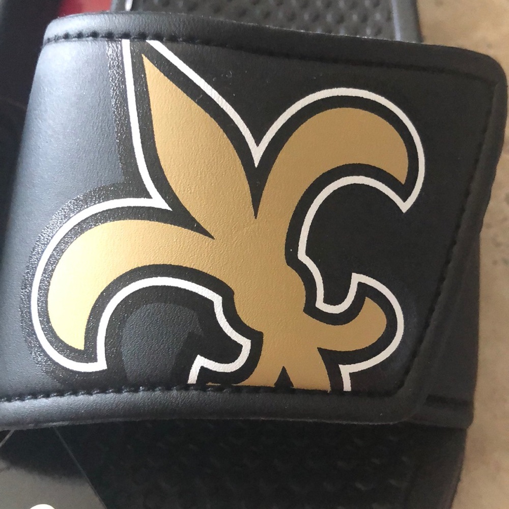 NWT Kids L 2-3 New Orleans Saints Black Slides - Picture 3 of 8